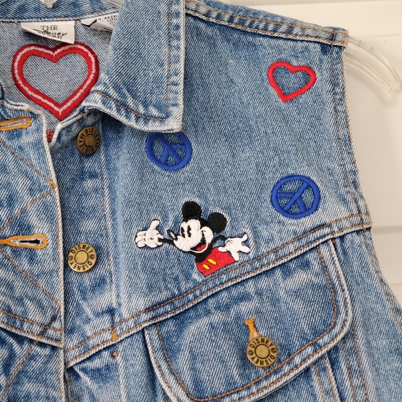 Disney Denim Fun embroidered Patches Mickey Mouse Teens Vest SMALL - Picture 5 of 5
